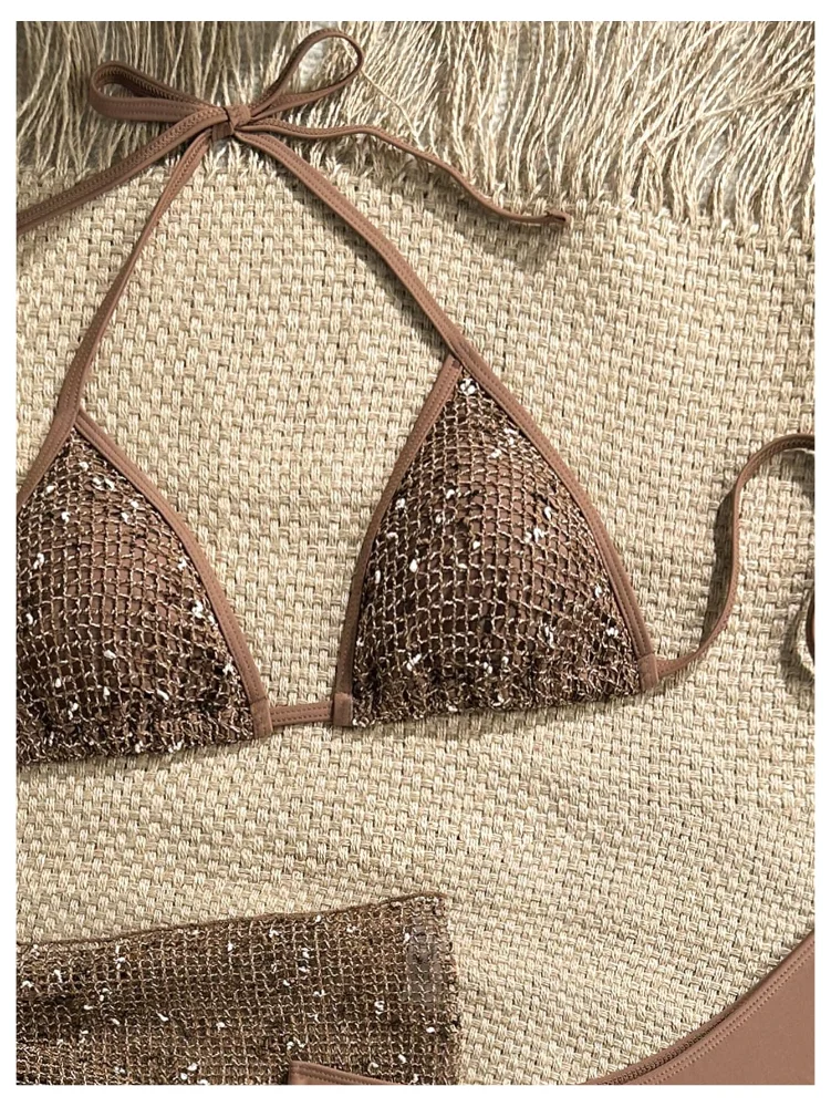 MAKEMECHIC Sequin Crochet Wrap Bikini Set, view 2