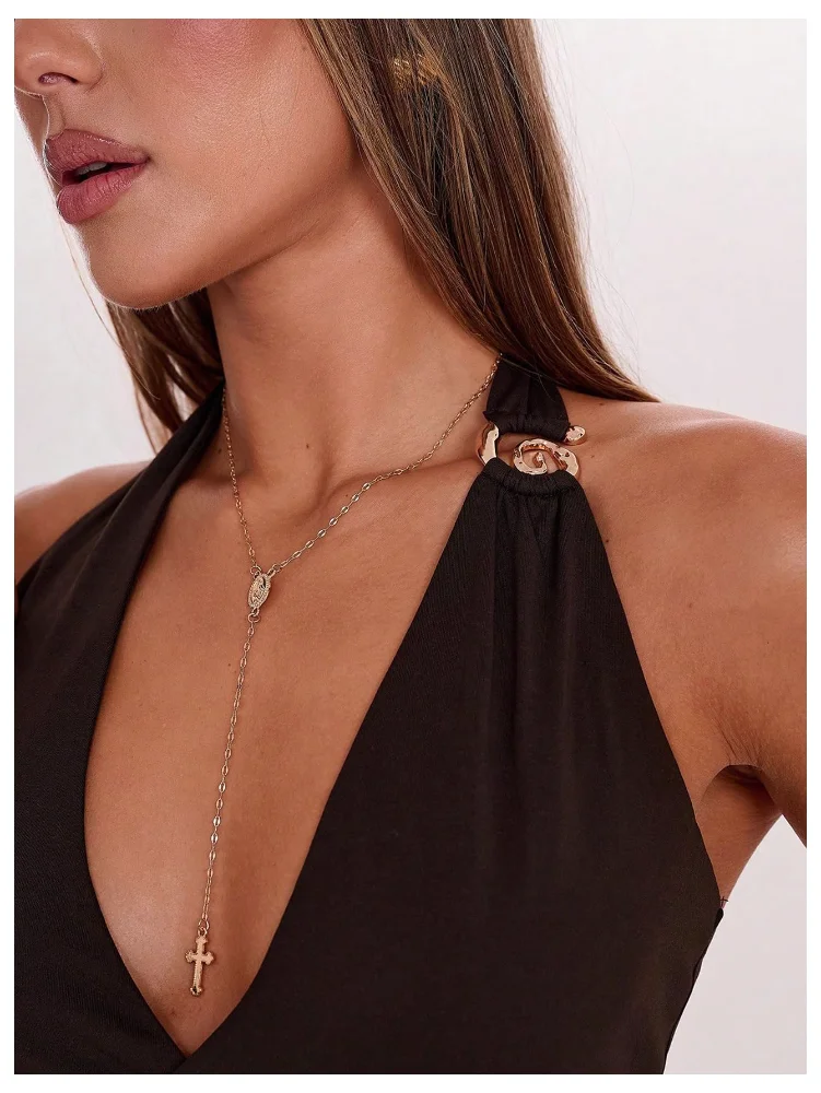 MAKEMECHIC Wrap Tie Backless Halter Top, view 3