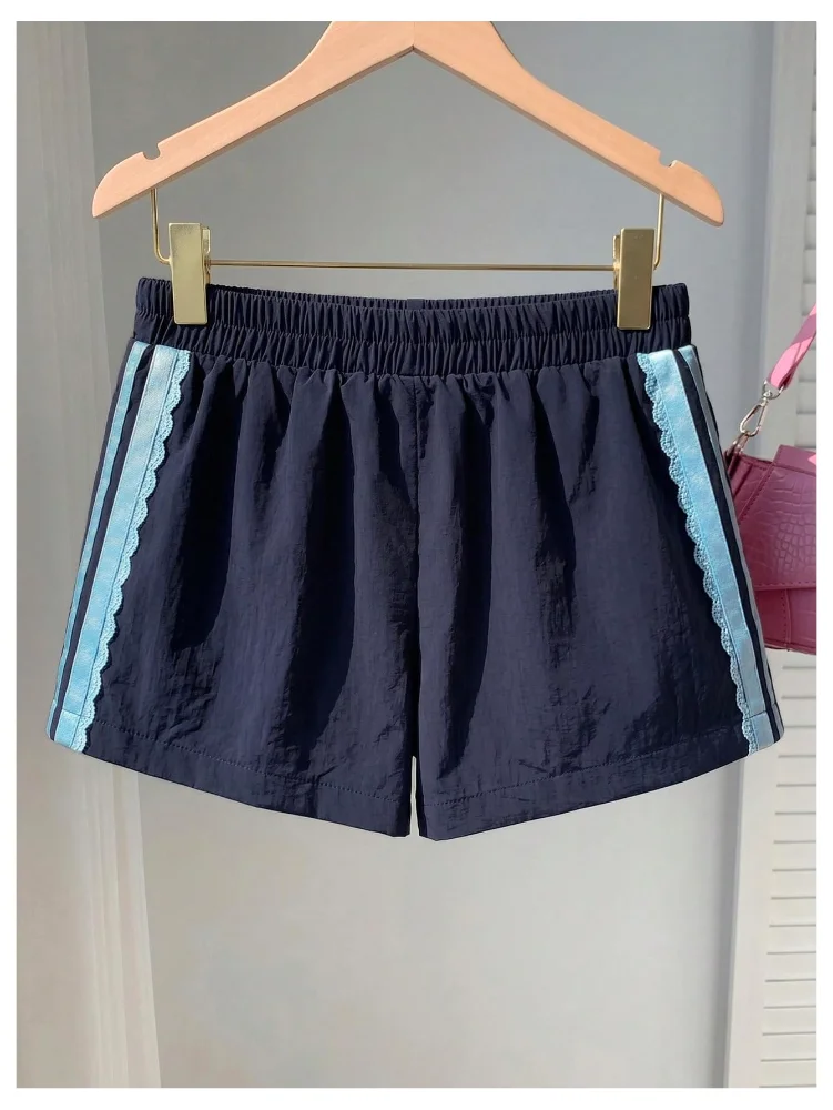 MAKEMECHIC Lace Striped Running Shorts, view 3