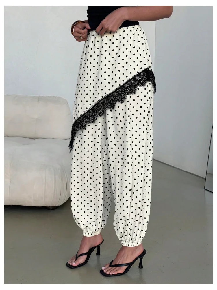 MAKEMECHIC Polka Dot Lace High Waist Skirt, view 2