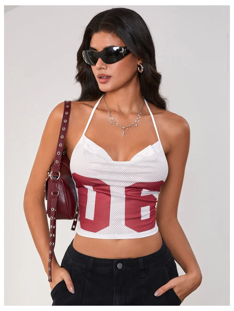 MAKEMECHIC Cropped Jersey Halter Top, view 3