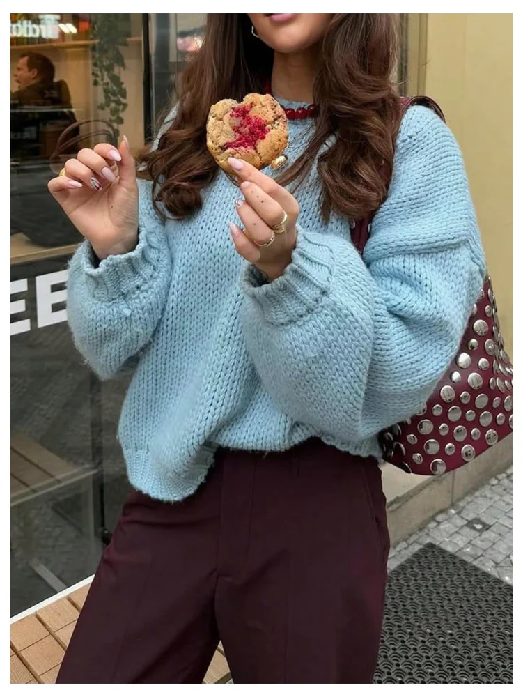 MAKEMECHIC Crew Neck Long Sleeve Knitted Sweater, view 2
