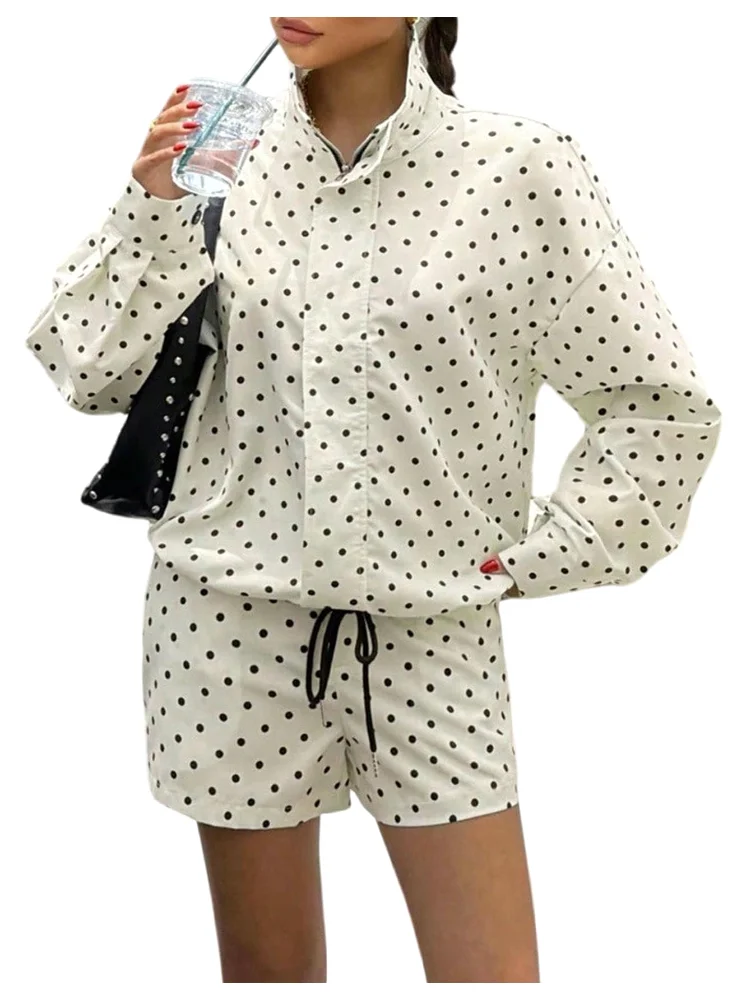 MAKEMECHIC Polka Dot Mini Shorts Set
