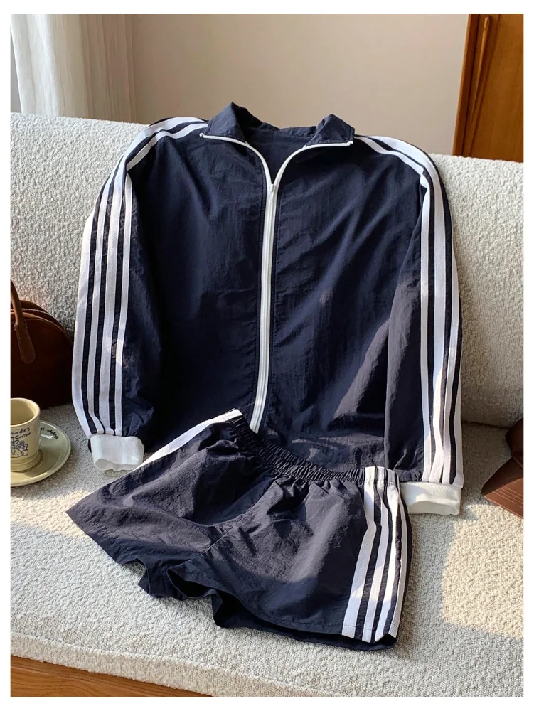 MAKEMECHIC Striped Workout Two-Piece Set, view 3
