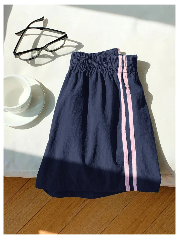 MAKEMECHIC Striped Wide Leg Track Shorts, view 2