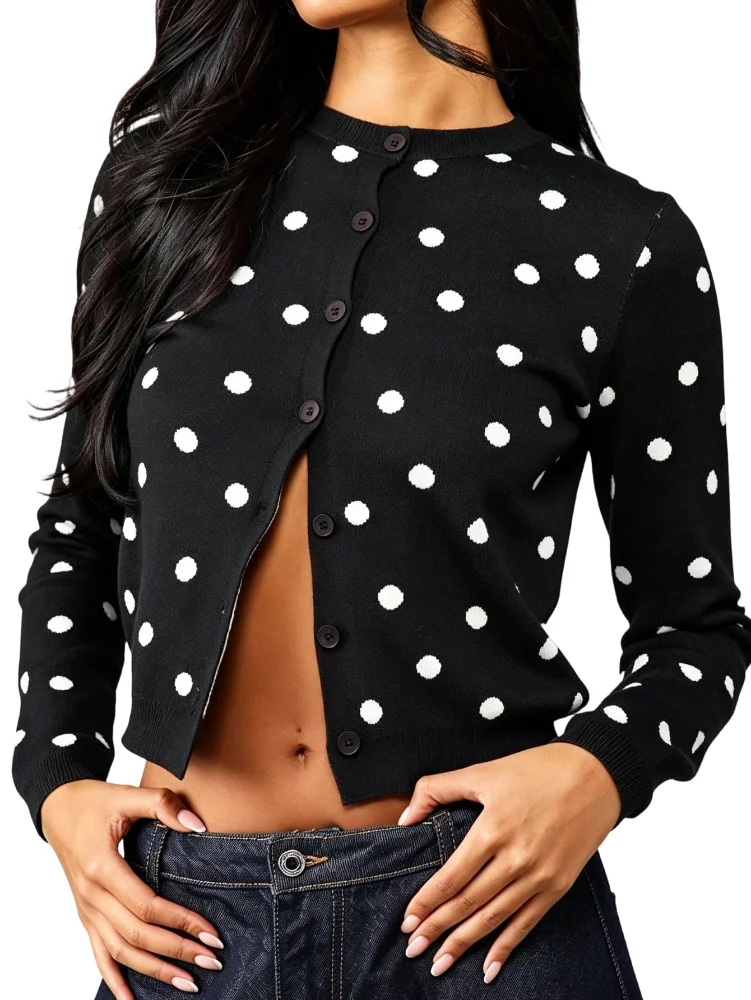 MAKEMECHIC Polka Dot Lightweight Cardigan
