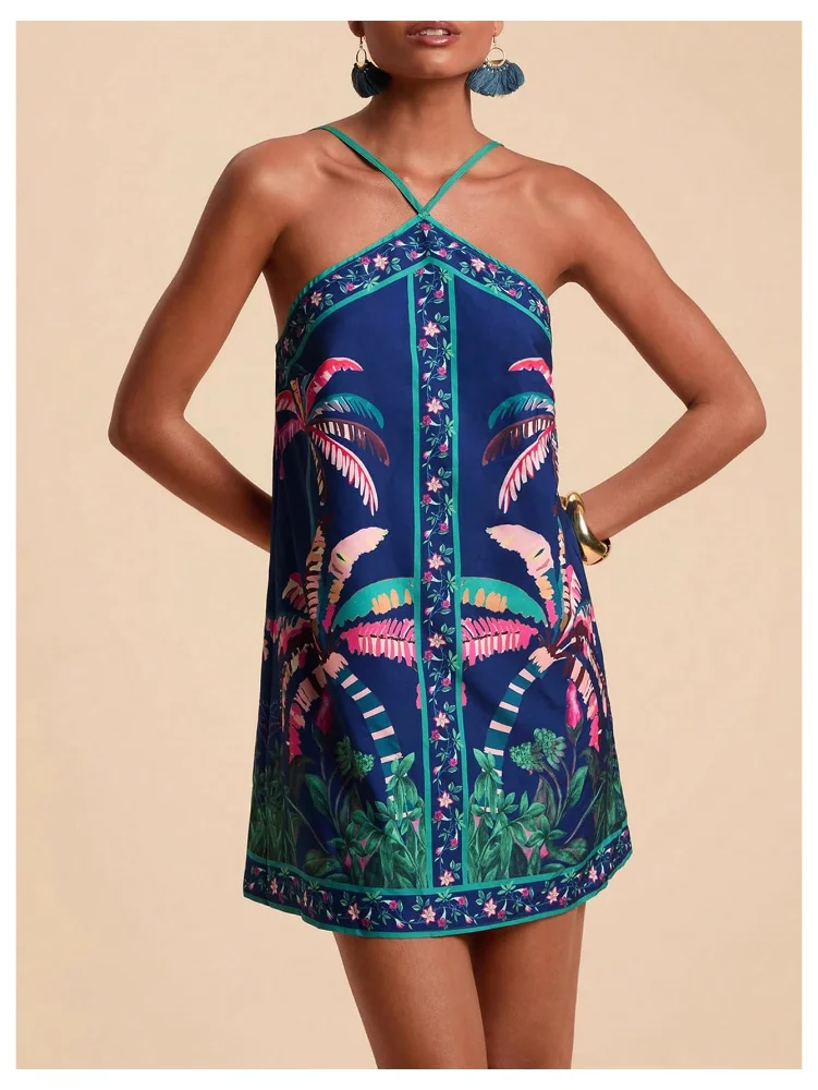MAKEMECHIC Tropical Backless Floral Mini Dress, view 3