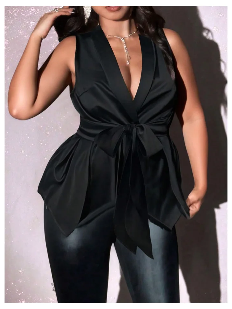 MAKEMECHIC Wrap Satin Tank Top, view 2