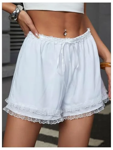 MAKEMECHIC Lace Ruffle Elastic Shorts, view 3