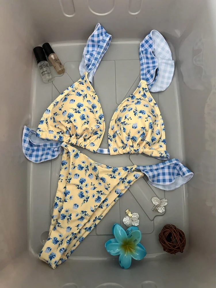 MAKEMECHIC Floral Triangle Cheeky Bikini Set, view 2