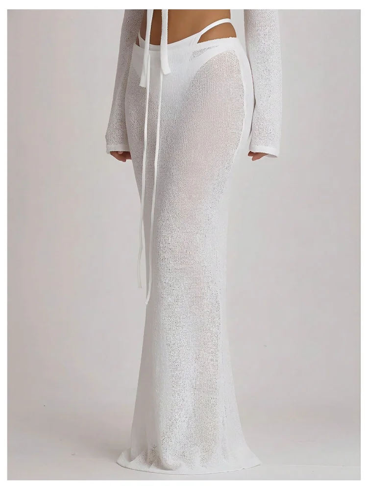 MAKEMECHIC Sheer Knit Long Beach Cover-Up, view 2