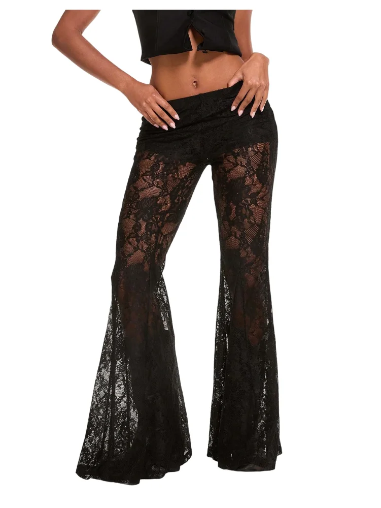 MAKEMECHIC Floral Lace Sheer Pants