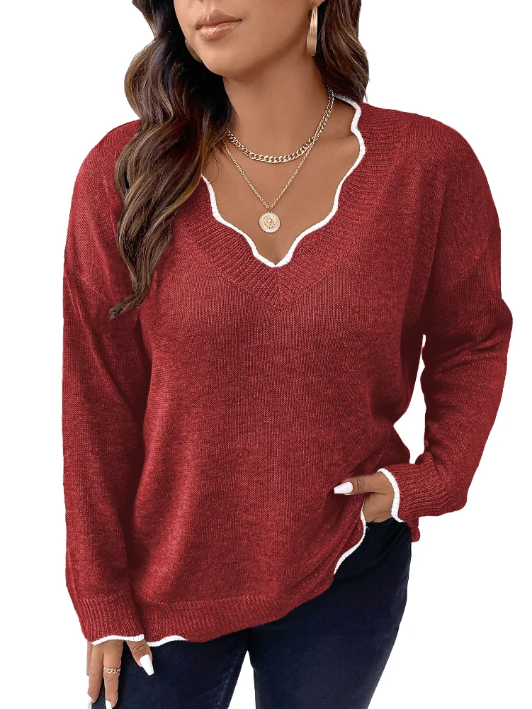 MAKEMECHIC Scalloped Trim Cozy Sweater