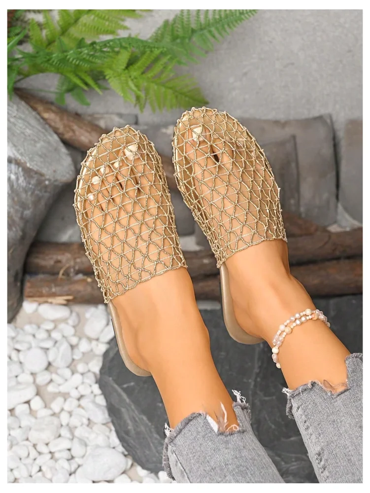 MAKEMECHIC Mesh Flat Slip Sandals, view 2