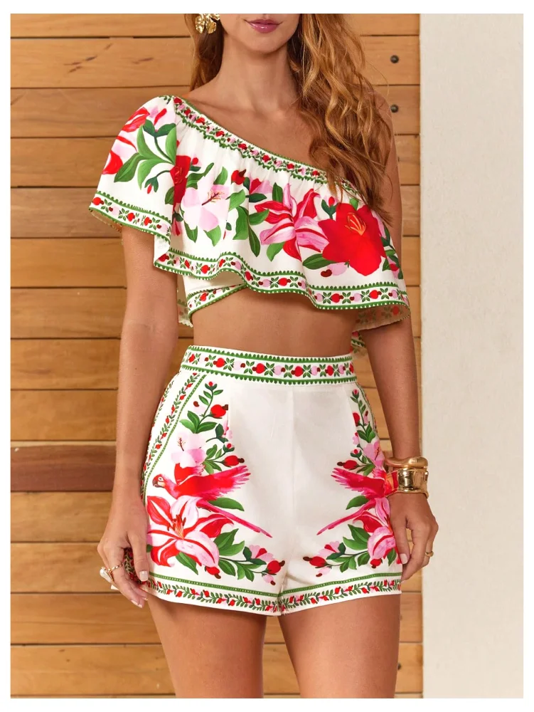 MAKEMECHIC Mini Floral Tropical Shorts, view 3