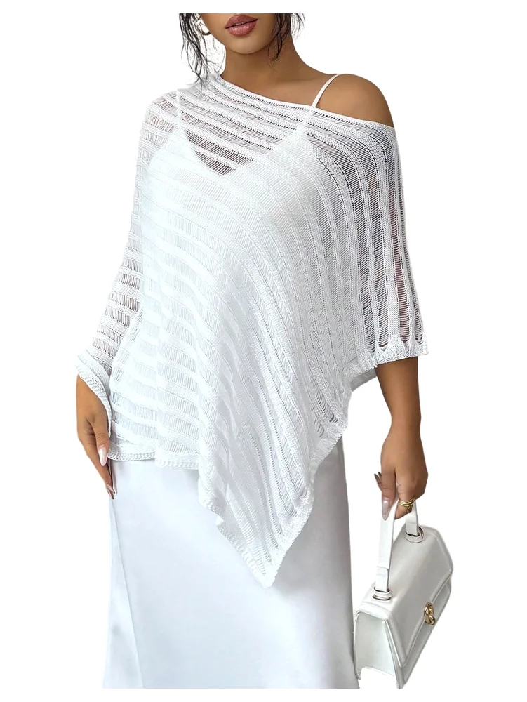 MAKEMECHIC Crochet Sheer Asymmetrical Sweater