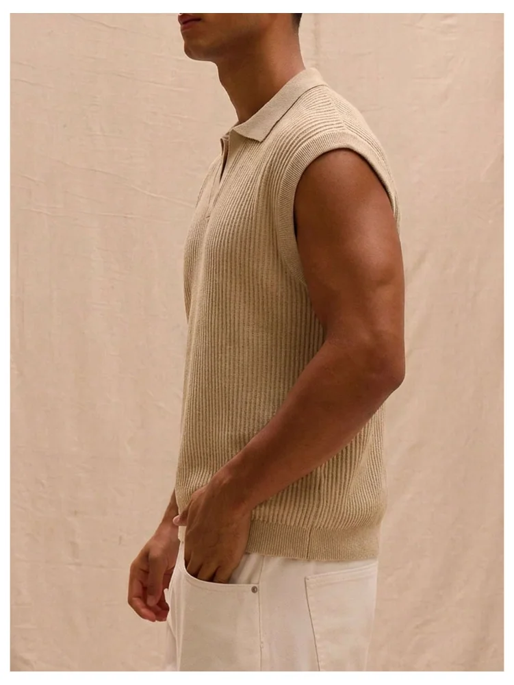 MAKEMECHIC Men's Vintage Sleeveless Sweater Vest, view 2