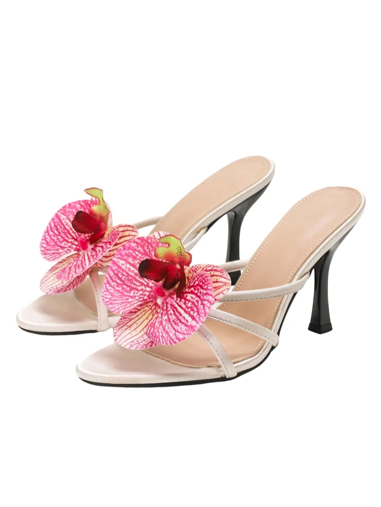MAKEMECHIC Floral Heeled Open Sandals