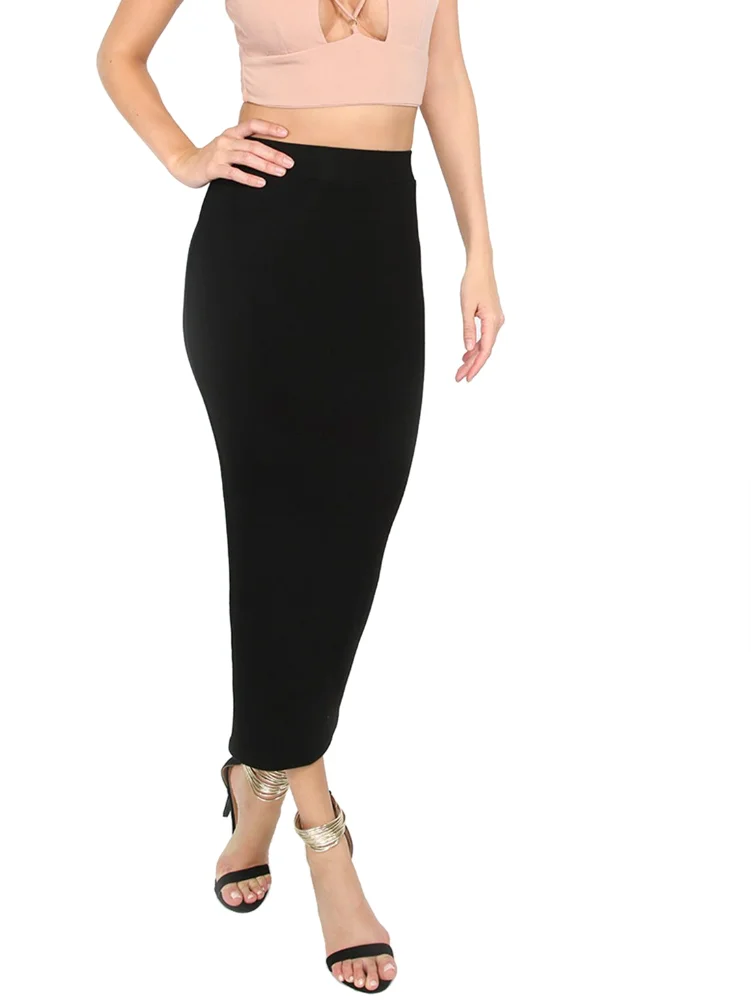 MAKEMECHIC Below Knee Stretchy Skirt, view 2