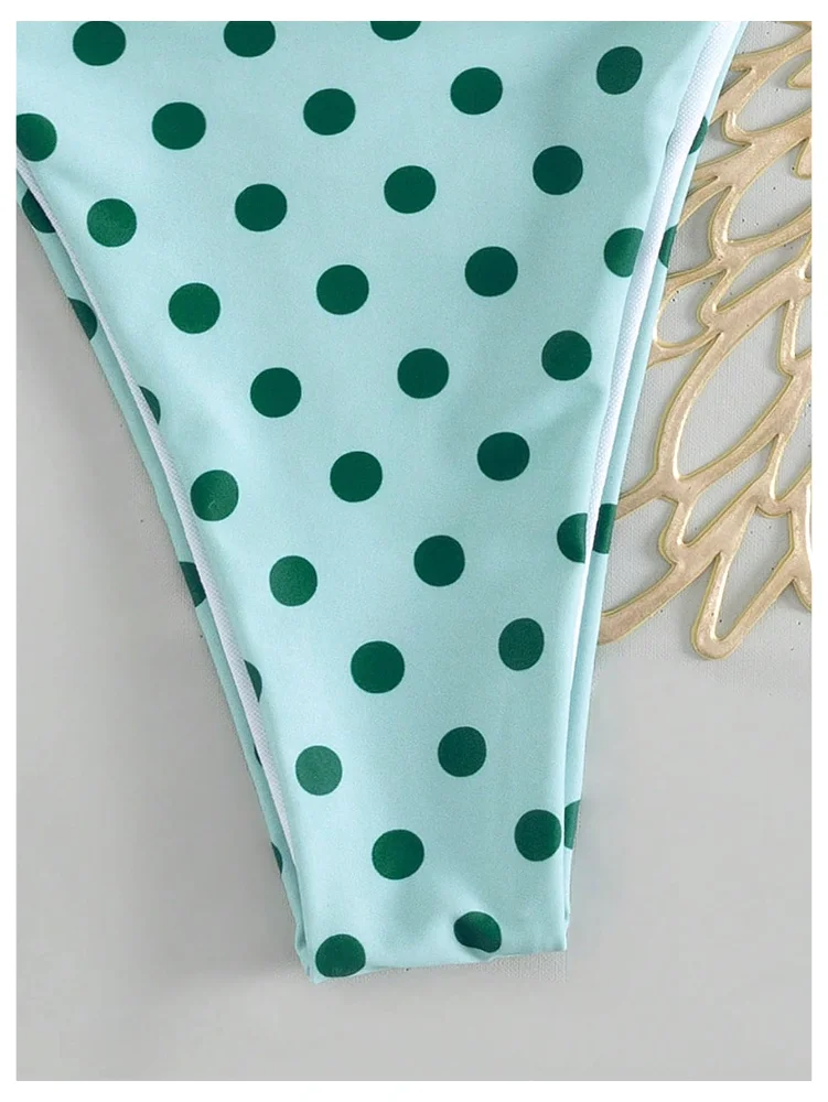 MAKEMECHIC Polka Dot Triangle Tie Bikini Set, view 2