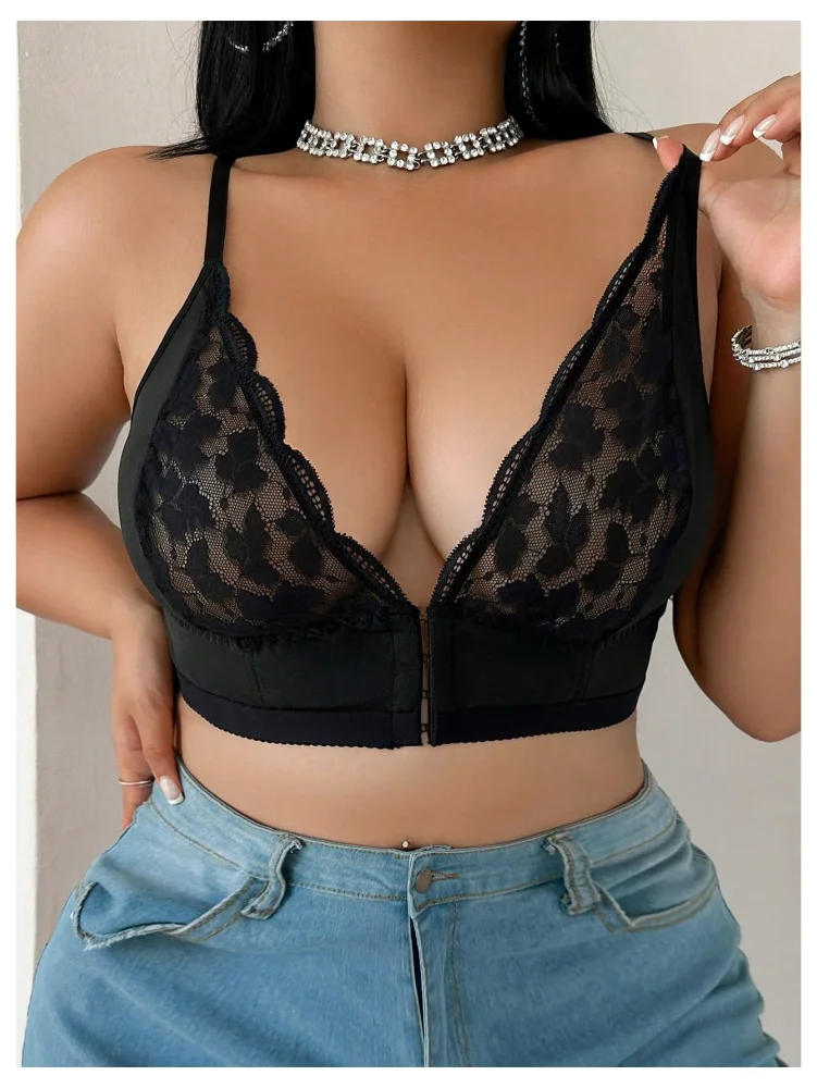 MAKEMECHIC Floral Mesh Lace Bra, view 3