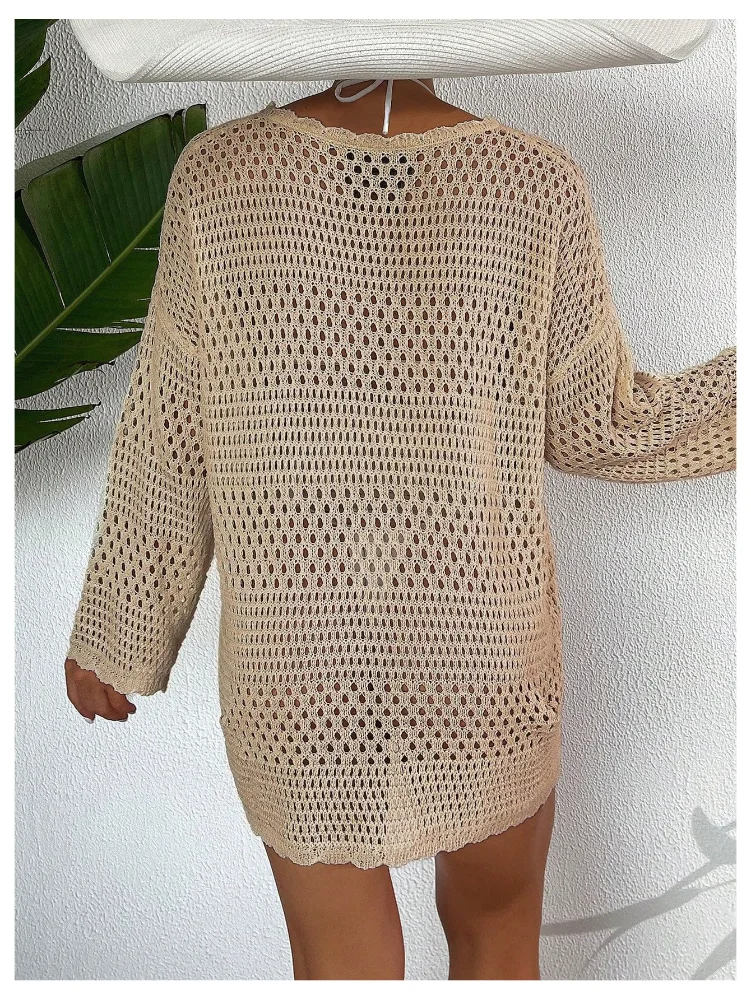 MAKEMECHIC Crochet Mini Maternity Beach Cover-Up, view 2