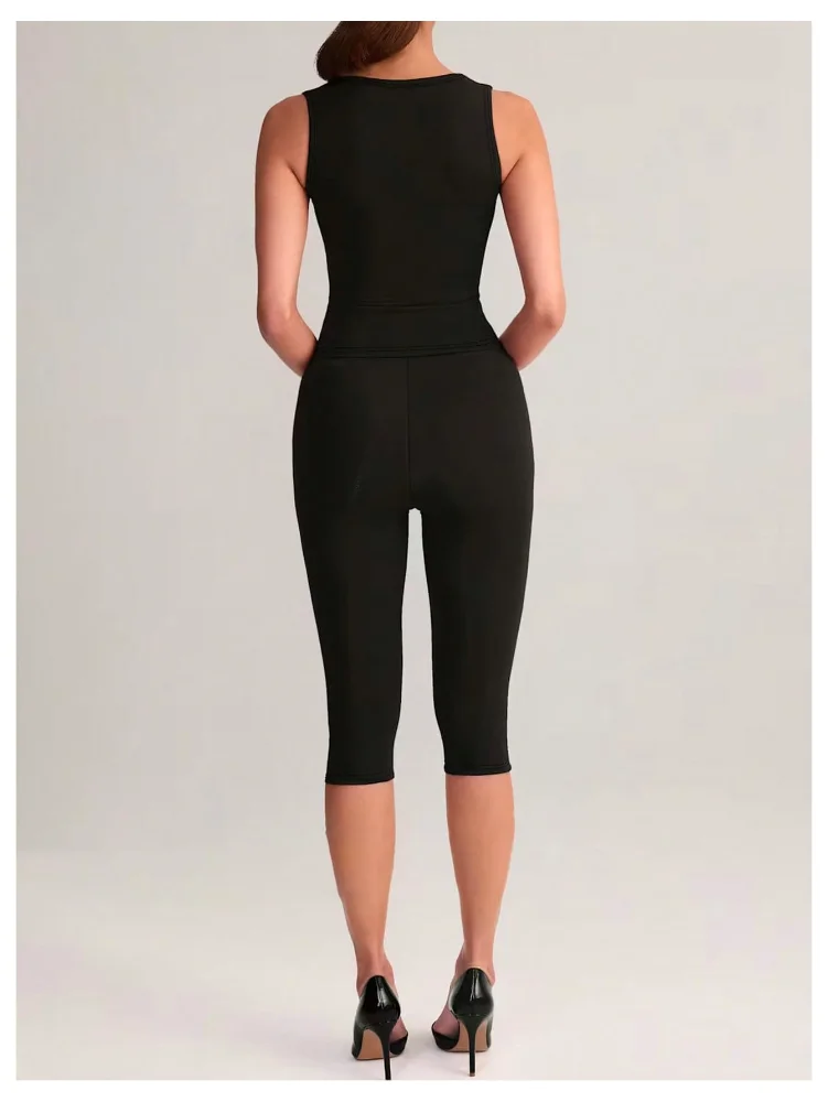 MAKEMECHIC Workout Square Neck Capri Two-Piece Set, view 3