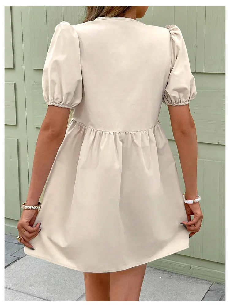 MAKEMECHIC Floral Embroidery Bow Mini Dress, view 3