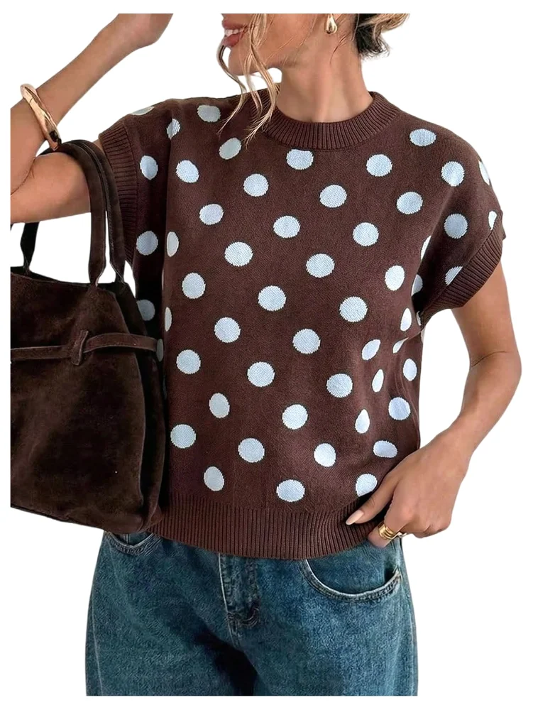 MAKEMECHIC Polka Dot Knit Lightweight Sweater Vest