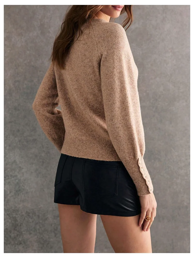 MAKEMECHIC Mock Neck Button Down Cozy Sweater, view 2