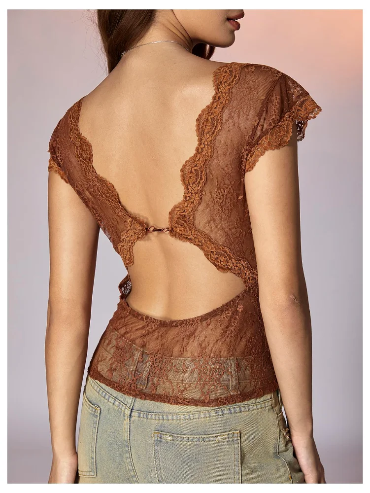MAKEMECHIC Floral Lace Mesh Tank Top, view 3