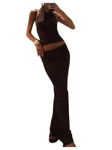 MAKEMECHIC Draped Open Back Bodycon Skirt Set