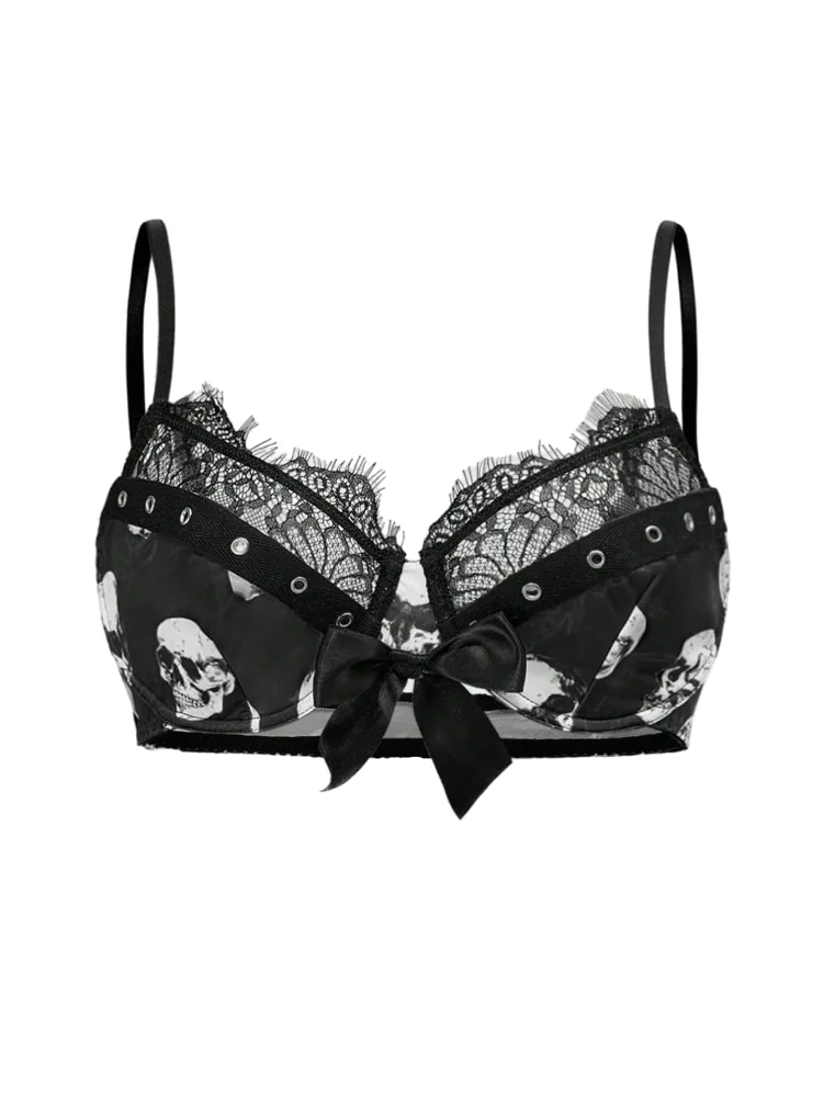 MAKEMECHIC Lace Skull Underwire Bra
