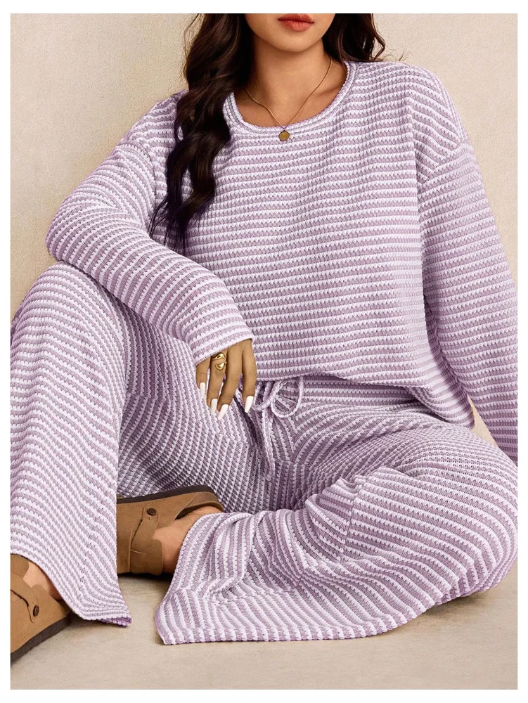 MAKEMECHIC Striped Sweatpants Two-Piece Set, view 3
