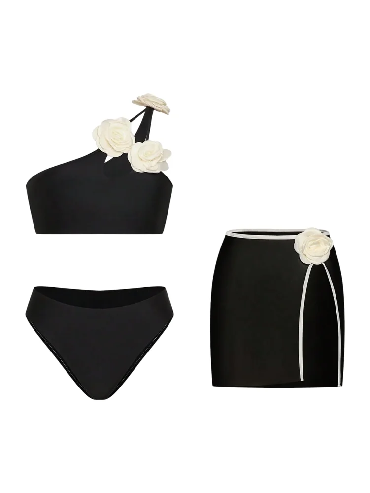 MAKEMECHIC Floral One Shoulder Bikini Set