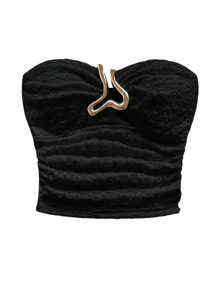 MAKEMECHIC Backless Ruched Bandeau Top