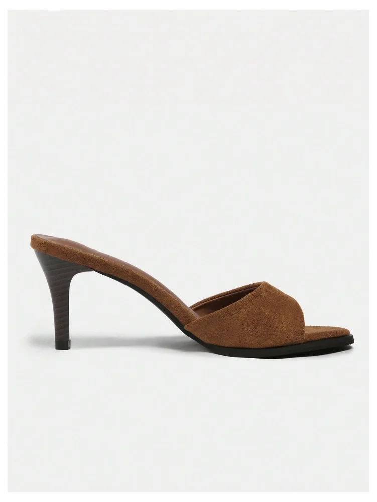 MAKEMECHIC Leather Heeled Square Sandals, view 2