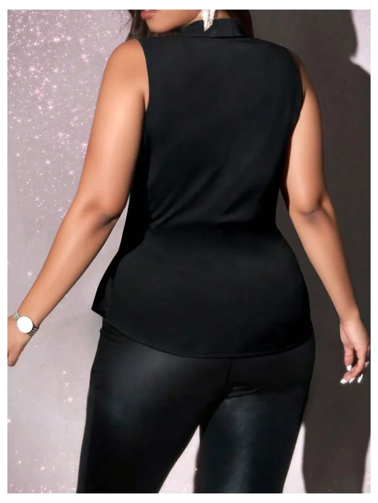 MAKEMECHIC Wrap Satin Tank Top, view 3