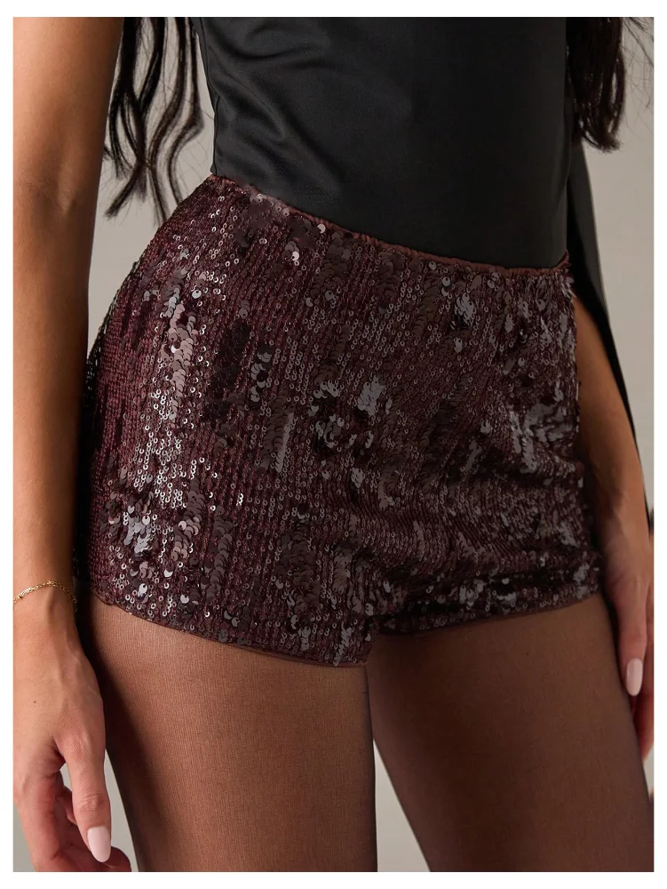 MAKEMECHIC Glitter Sequin Micro Shorts, view 2
