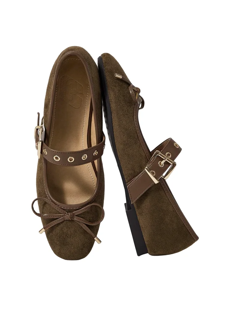 MAKEMECHIC Suede Loafers Leather Flats