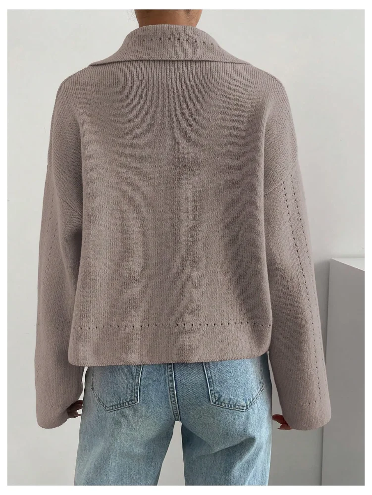 MAKEMECHIC Chunky Collared V-Neck Cardigan, view 2