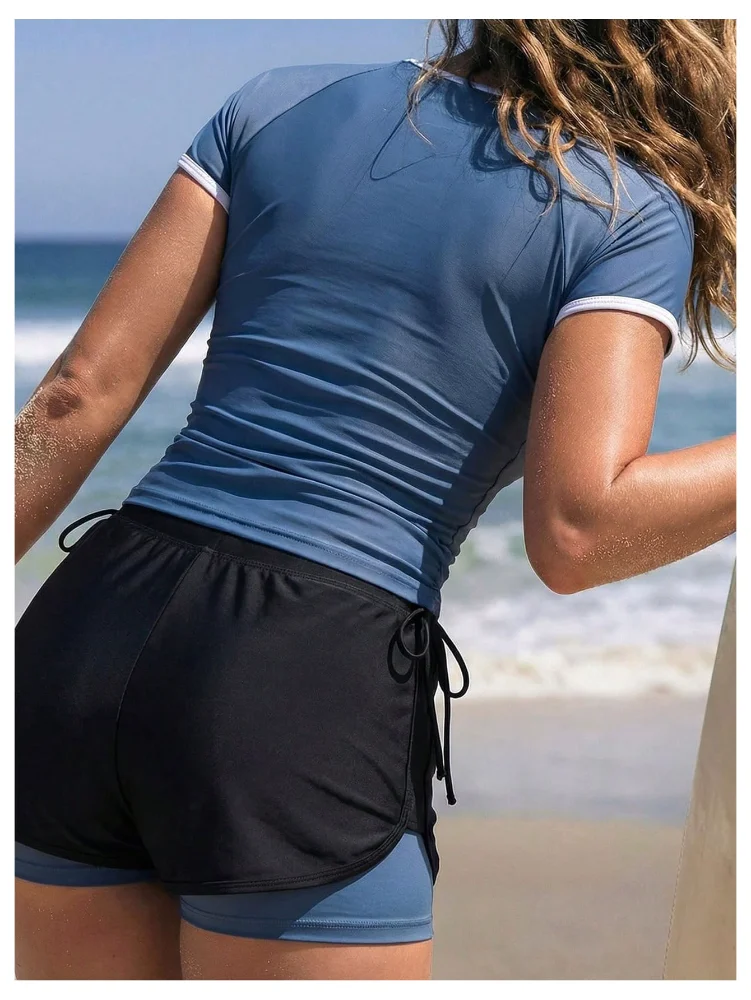 MAKEMECHIC Rash Guard Short Sleeve Swimsuit, view 3
