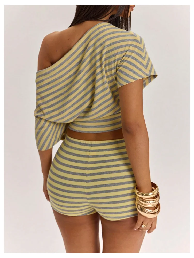 MAKEMECHIC Striped Micro Matching Shorts Set, view 3