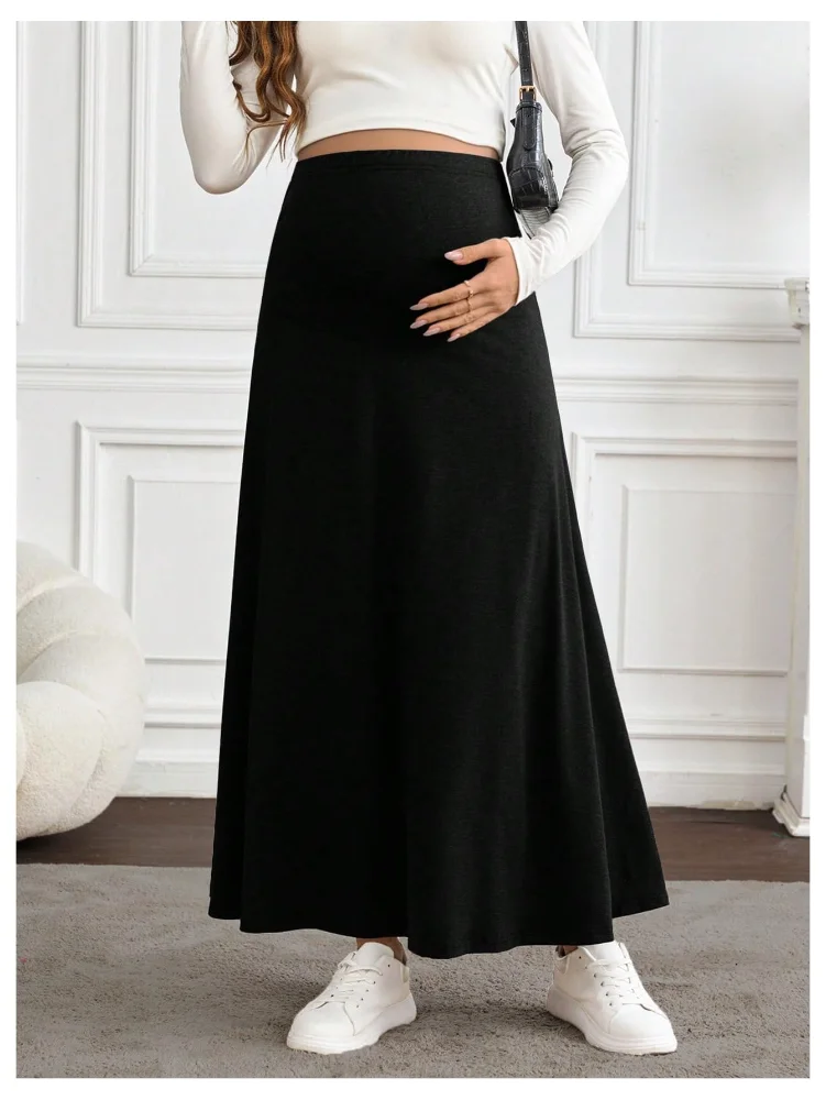 MAKEMECHIC High Waisted Long Maternity Maxi Skirt, view 2