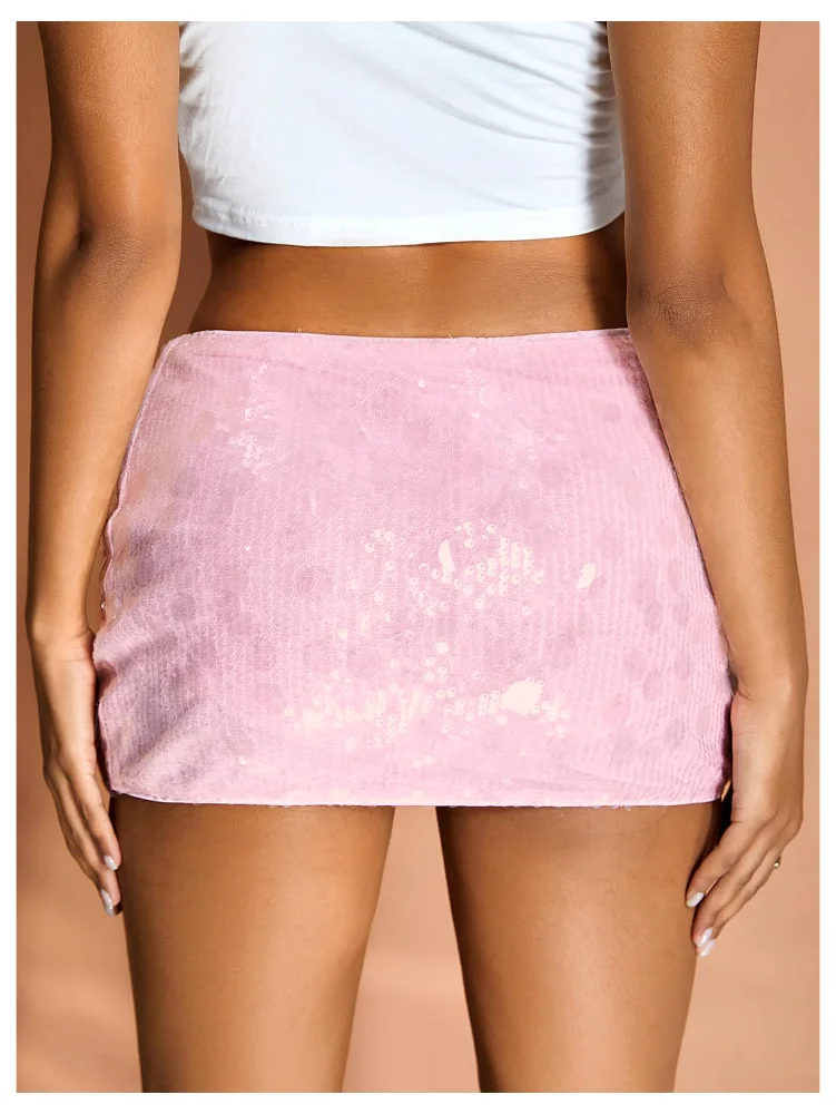 MAKEMECHIC Sparkly Sequin Low Rise Mini Skirt, view 2