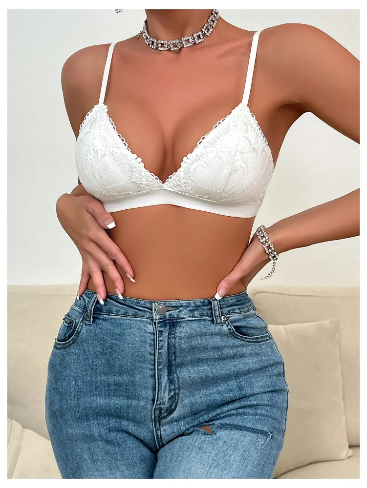 MAKEMECHIC Lace Triangle Padded Bra, view 3