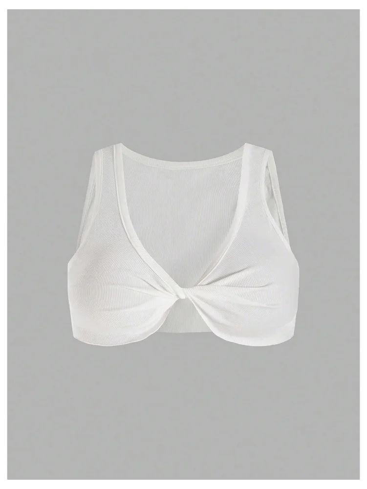 MAKEMECHIC Twist Front Crop Top, view 2