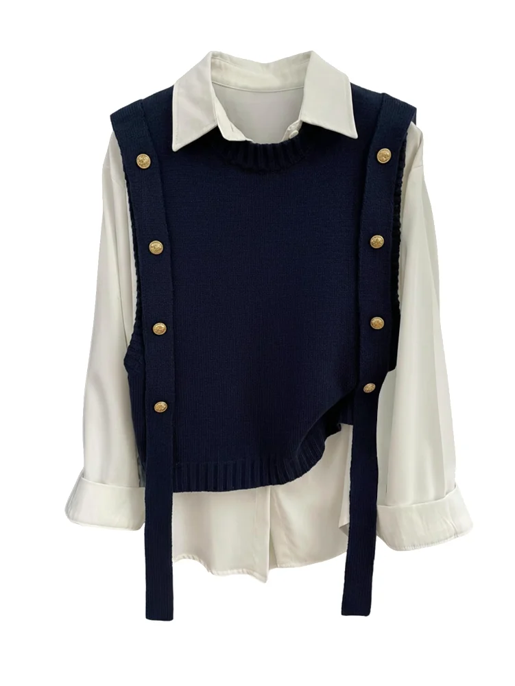 MAKEMECHIC Knit Metal Button Sweater Vest