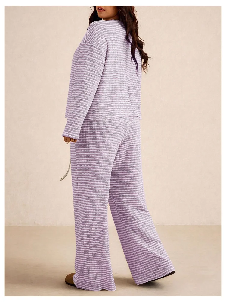 MAKEMECHIC Striped Sweatpants Two-Piece Set, view 2