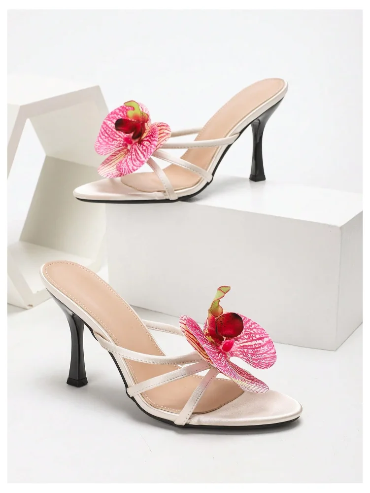 MAKEMECHIC Floral Heeled Open Sandals, view 3